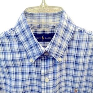 Men’s small Polo Ralph Lauren blue plaid long sleeve button down dress shirt
